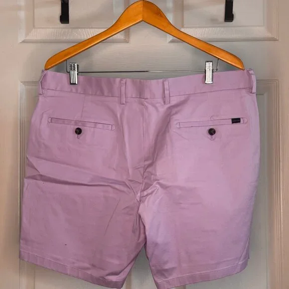 Alton Lane Men's Pink Tailored Fit Cotton Stretch Flat-front Shorts w/ 5" Inseam - Picture 2 of 3